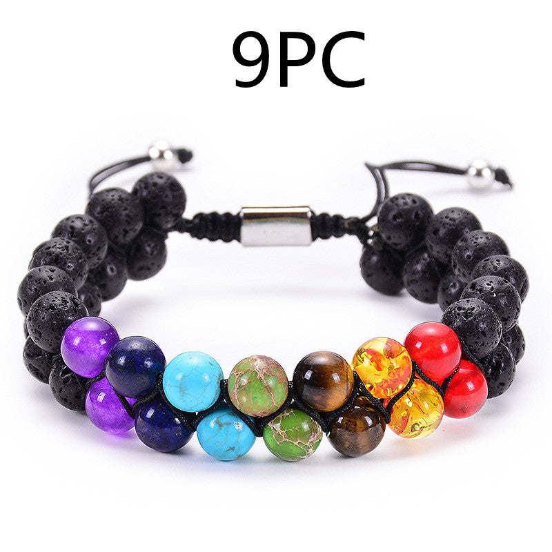 Natural Tiger Eye Stone Lava Lava Stone Double Row Bracelet – view 12