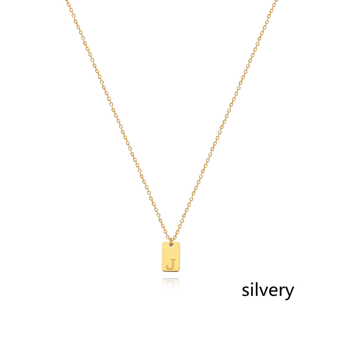 Stainless Steel Simple 26 Letter Tag Pendant Necklace – view 37