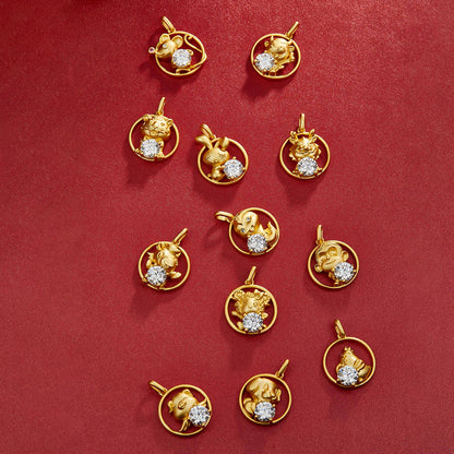 1ct moissanite Chinese zodiac pig necklace with gold-plated finish – view 8