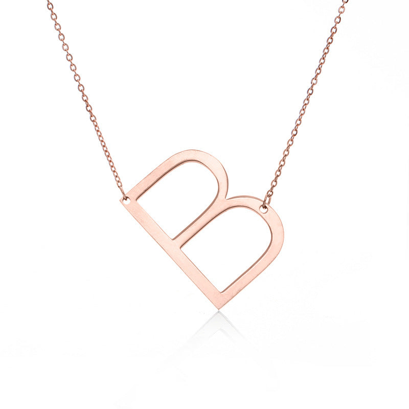 Fabulous Rose Gold Plated Stainless Steel Initial Letter Pendant Necklace – view 21