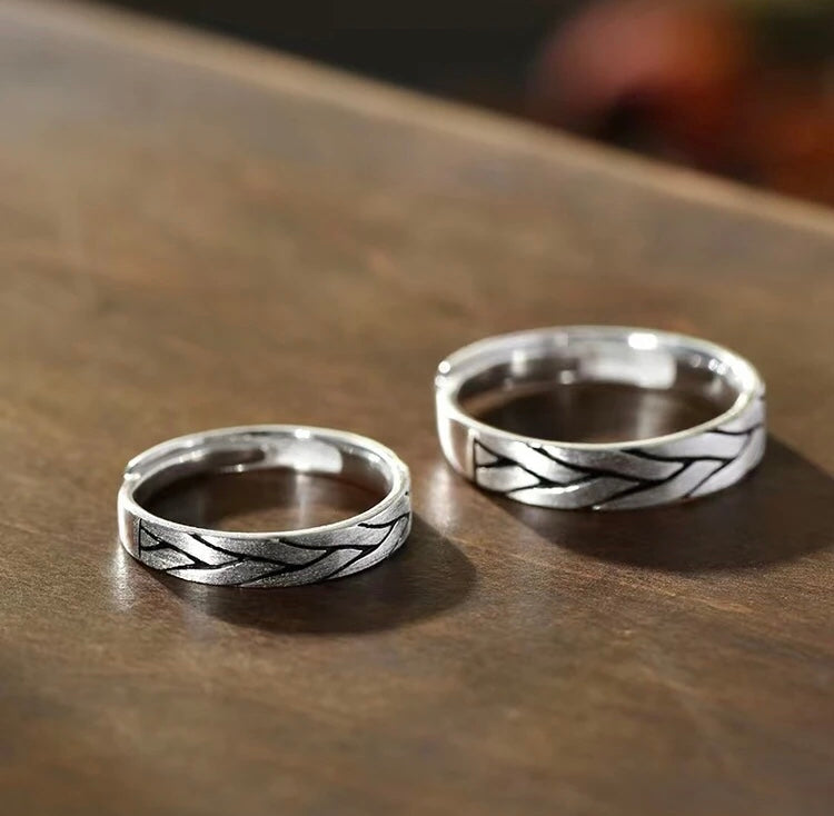 Vintage Engraved Promise Rings Set Of 2 – 990 Sterling Silver – view 4