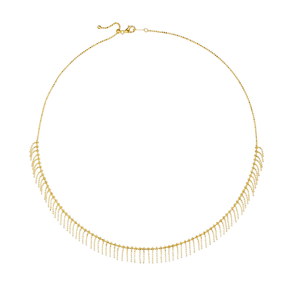 Beaded tassel adjustable necklace in plated finish – view 2