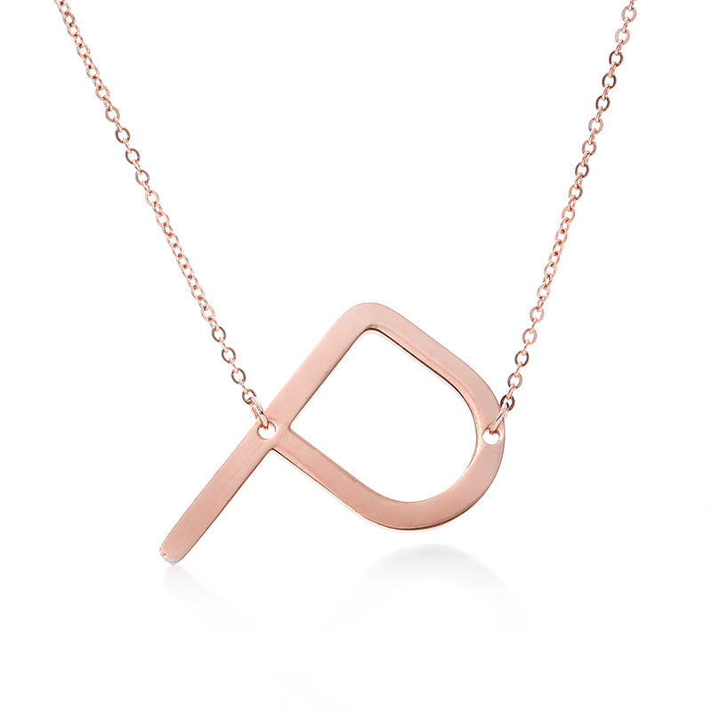 Fabulous Rose Gold Plated Stainless Steel Initial Letter Pendant Necklace – view 44