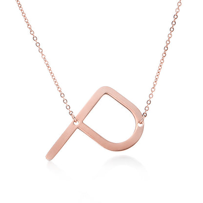 Fabulous Rose Gold Plated Stainless Steel Initial Letter Pendant Necklace – view 44