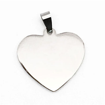 Stainless Steel Dog Tag Necklace – Heart Glass Pendant