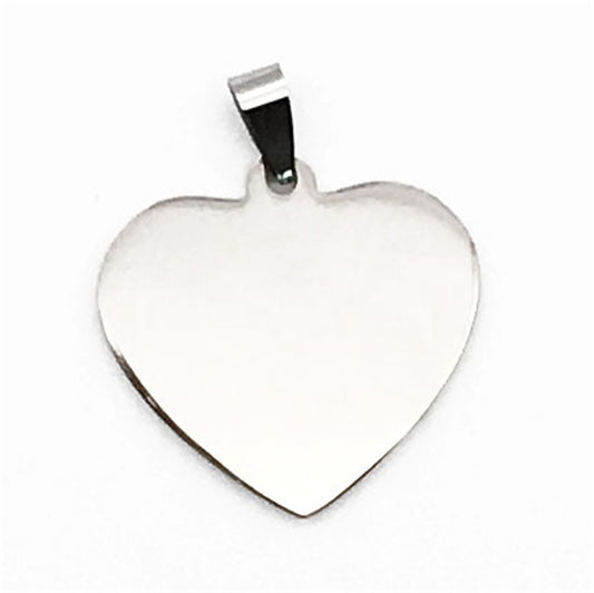 Stainless Steel Dog Tag Necklace – Heart Glass Pendant