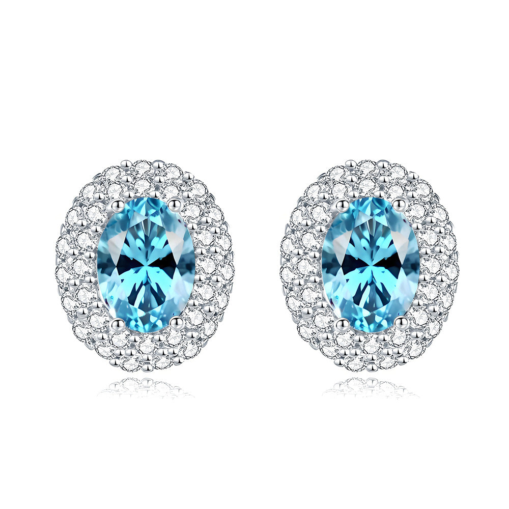 Micro Pave Oval Stud Earrings – S925 Sterling Silver – view 3