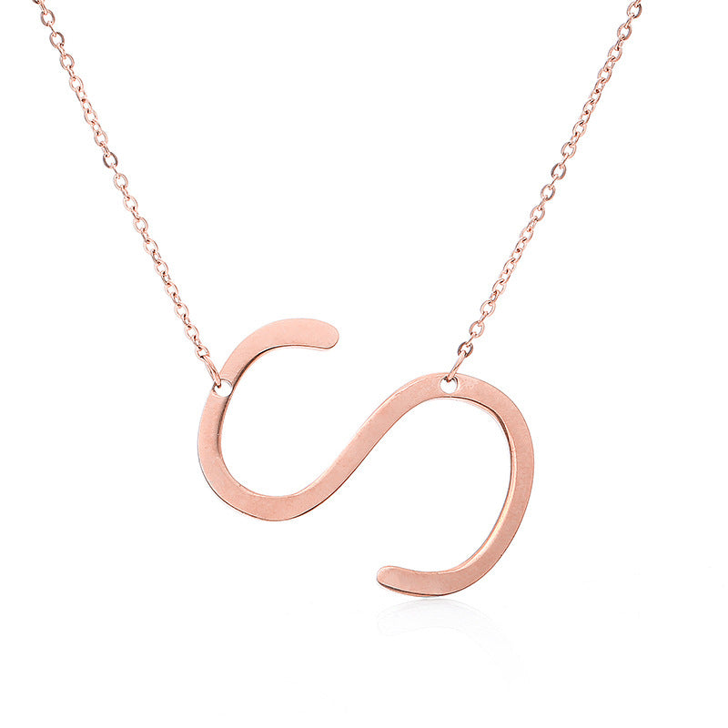 Fabulous Rose Gold Plated Stainless Steel Initial Letter Pendant Necklace – view 19