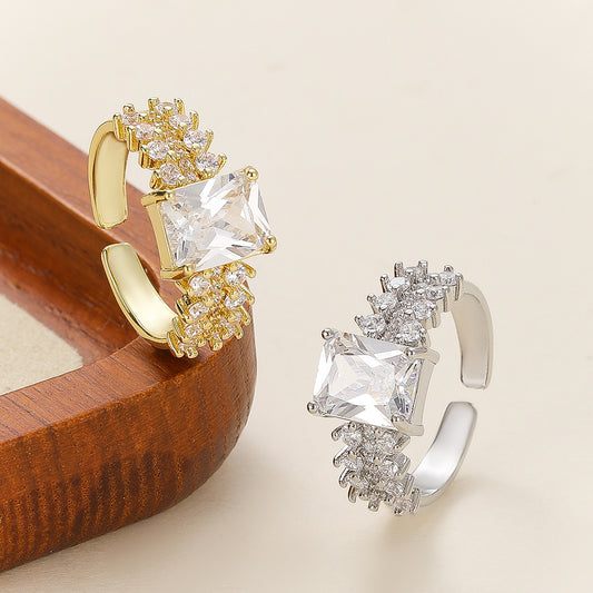 Fashionable Open-ended Zircon Ring For Women
