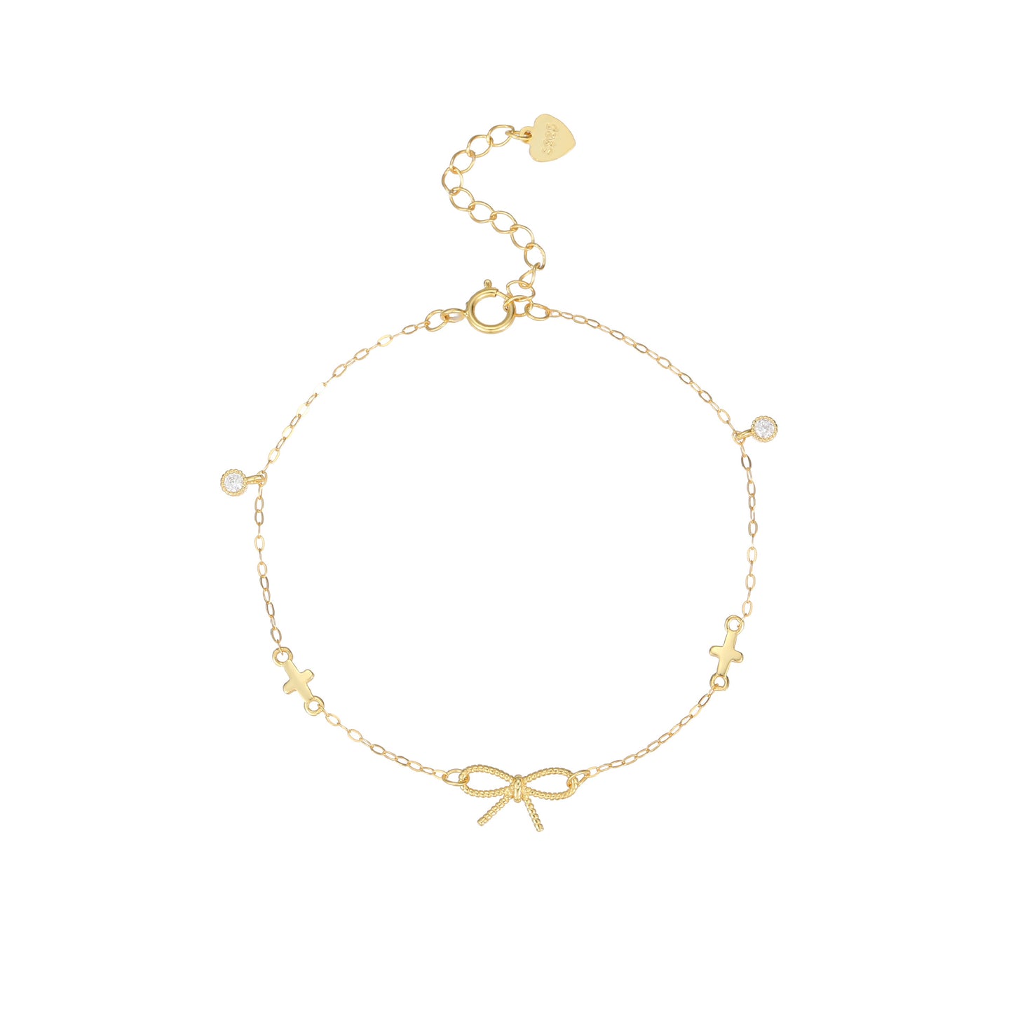 S925 Sterling Silver 18K Gold-plated Bow Bracelet For Women – view 6