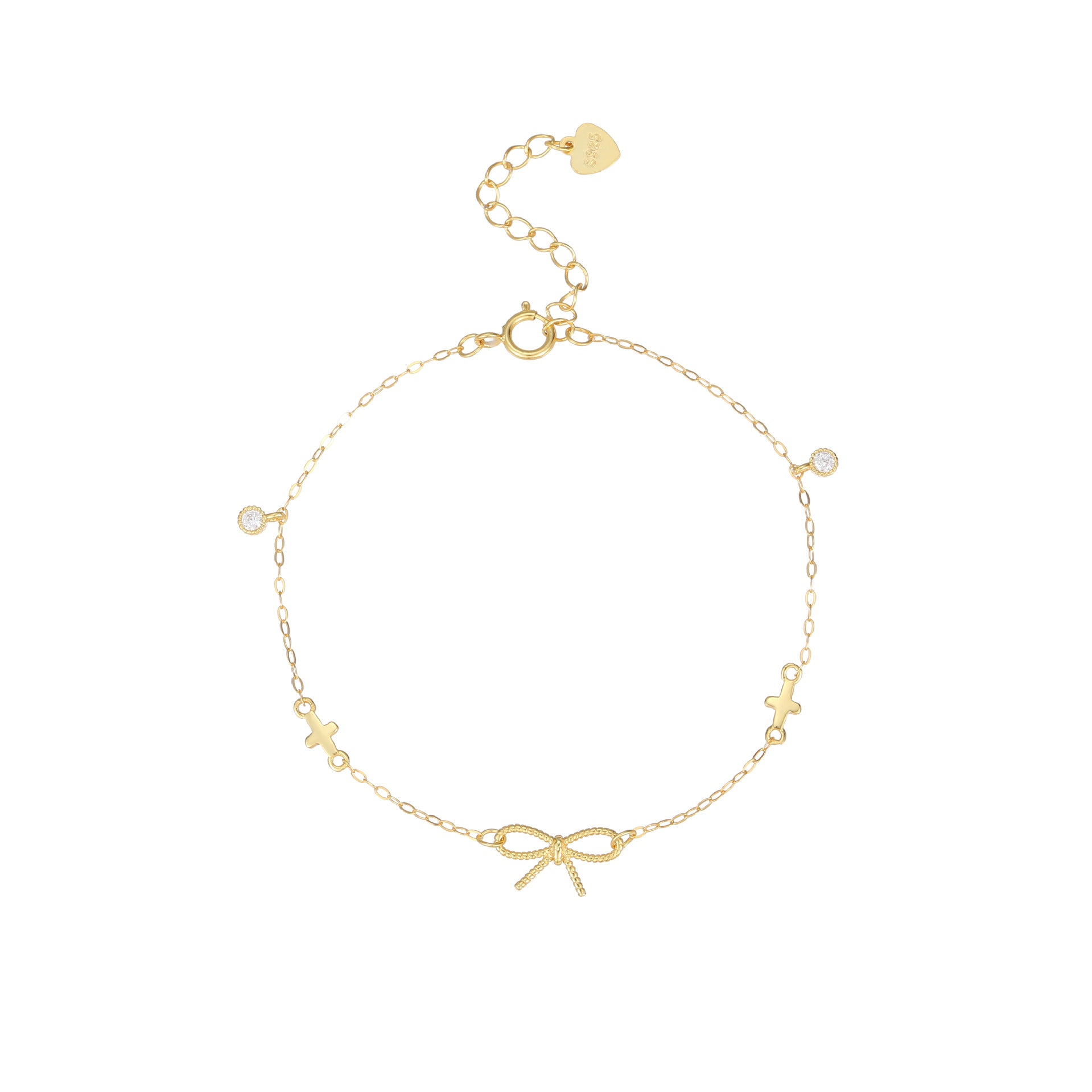 S925 Sterling Silver 18K Gold-plated Bow Bracelet For Women – view 6