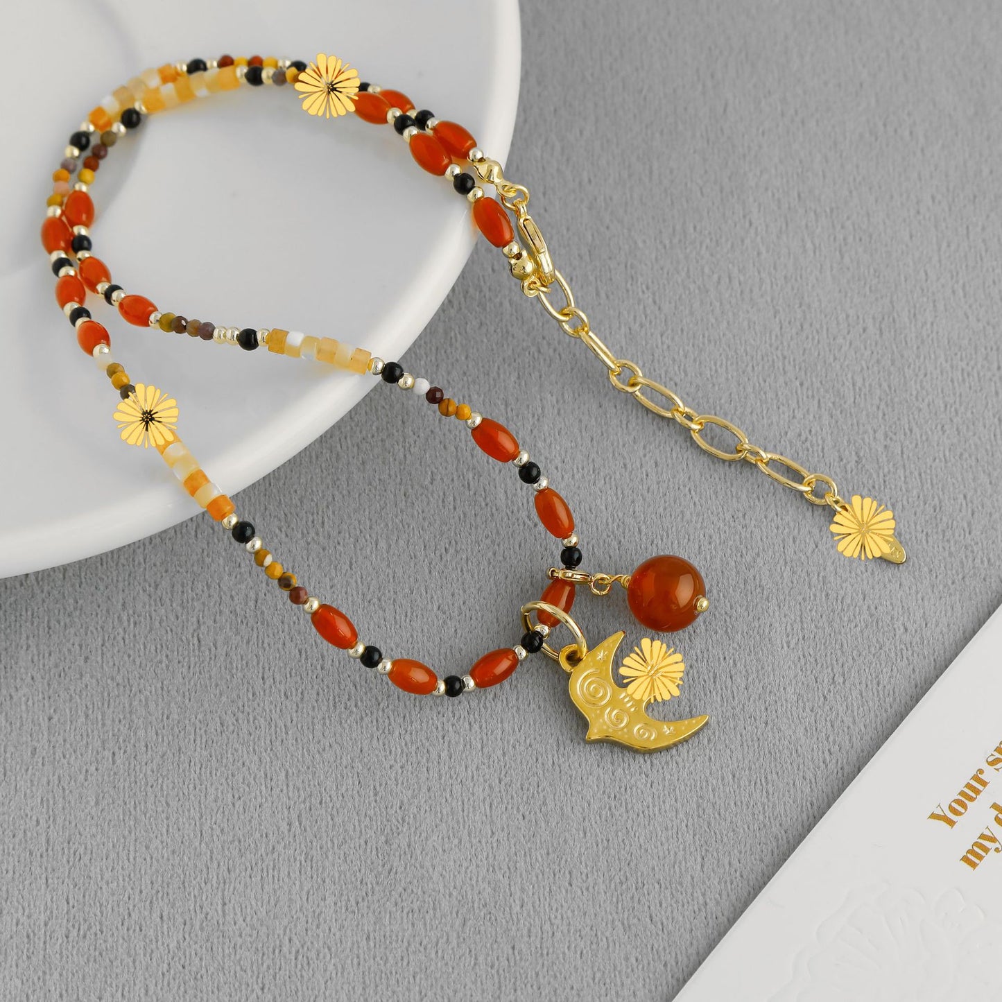 Bird Necklace With Natural Stone – Chinese Style Minimalist – view 3