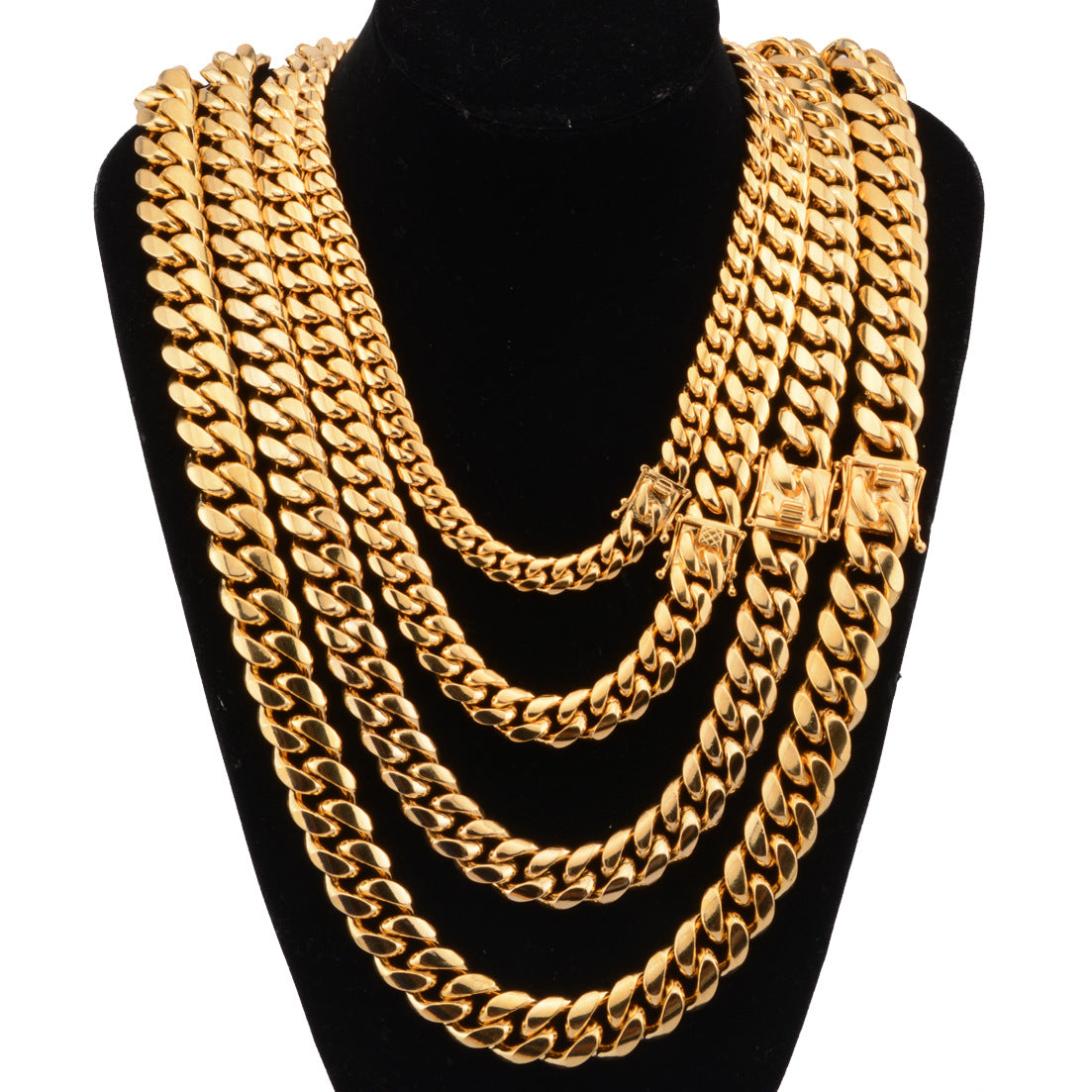 Miami Cuban Link Chain – Gold Stainless Steel – view 2