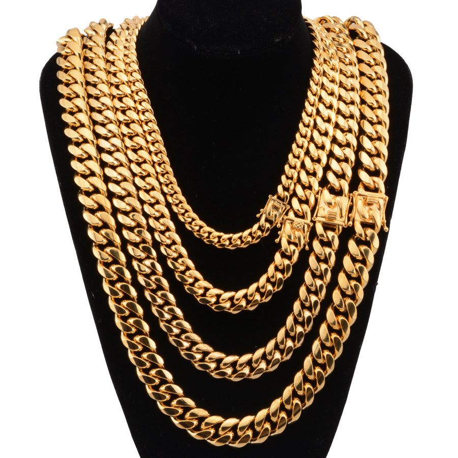 Miami Cuban Link Chain – Gold Stainless Steel – view 2