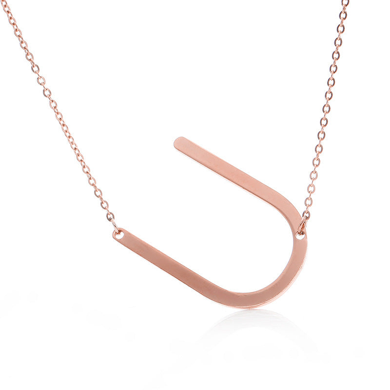 Fabulous Rose Gold Plated Stainless Steel Initial Letter Pendant Necklace – view 73