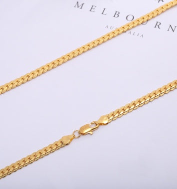Men Necklace Gold Tone Snake Chain – view 4