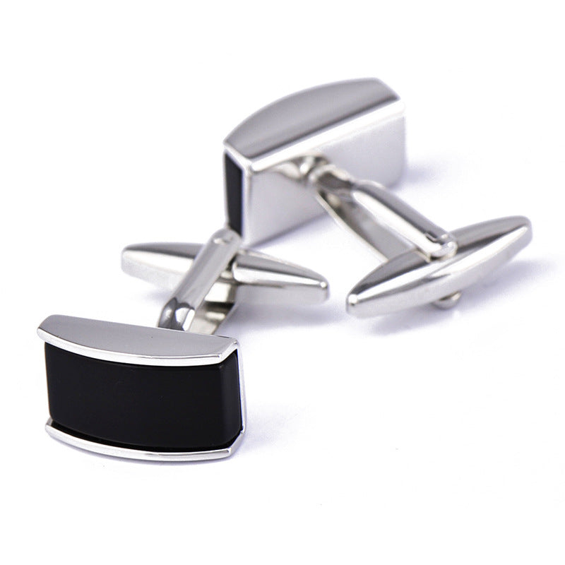 Curved Black Agate Cufflinks Cufflink – view 2