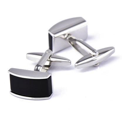 Curved Black Agate Cufflinks Cufflink – view 2
