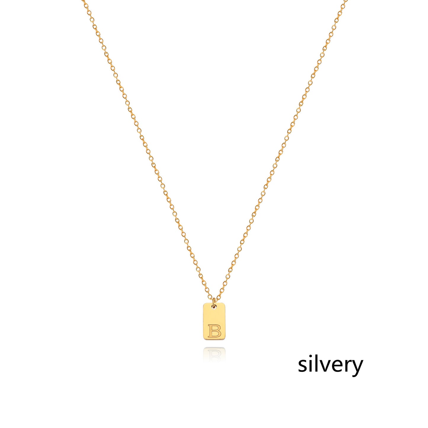 Stainless Steel Simple 26 Letter Tag Pendant Necklace – view 29