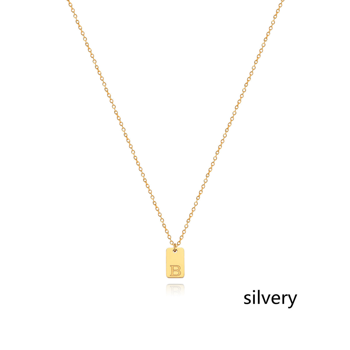 Stainless Steel Simple 26 Letter Tag Pendant Necklace – view 29