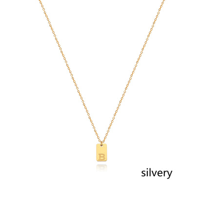 Stainless Steel Simple 26 Letter Tag Pendant Necklace – view 29