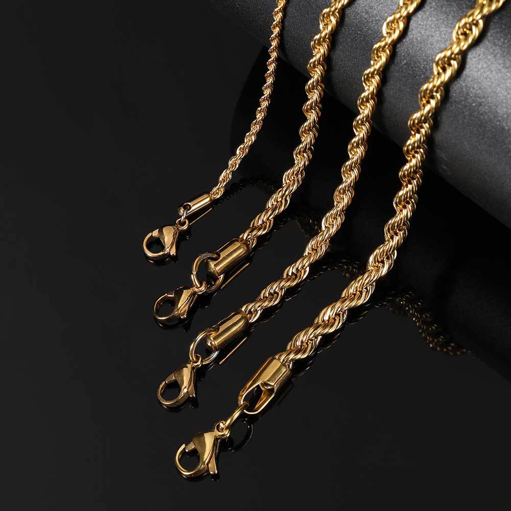Fashion 18K Gold Button Chain Stainless Steel Twist Bracelet For Men – view 3