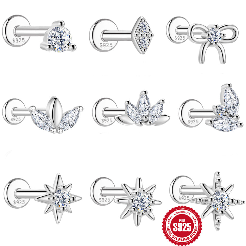 Octagram Bowknot Horse-eye Moissanite Stud Earrings – view 2