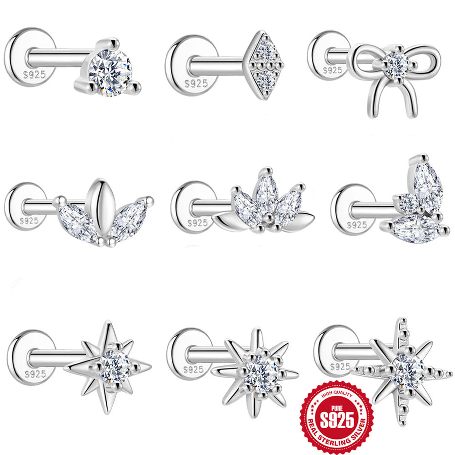 Octagram Bowknot Horse-eye Moissanite Stud Earrings – view 2