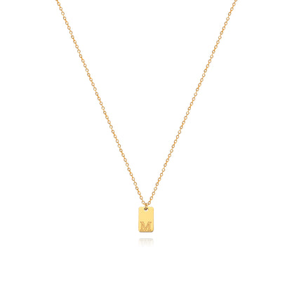 Stainless Steel Simple 26 Letter Tag Pendant Necklace – view 14