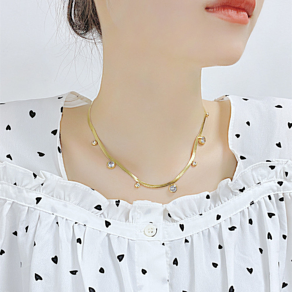 Gold Plated Snake Bone Chain Necklace – Titanium Steel