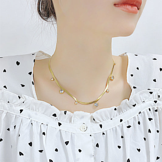 Gold Plated Snake Bone Chain Necklace – Titanium Steel