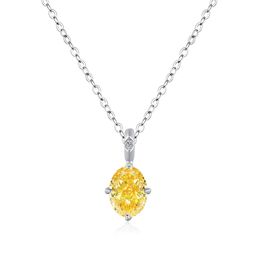 Silver Mint Green Egg Shaped Colored Diamond Clavicle Necklace For Women – view 8