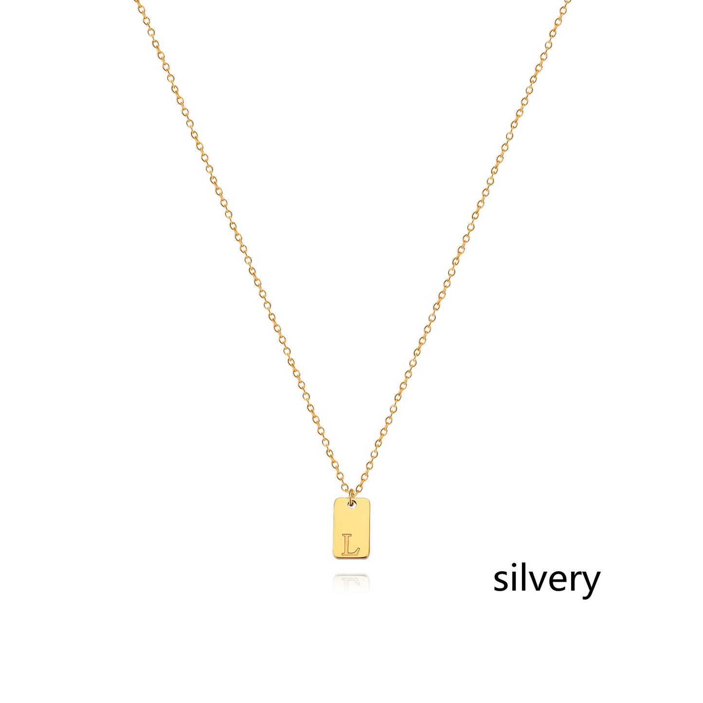 Stainless Steel Simple 26 Letter Tag Pendant Necklace – view 39
