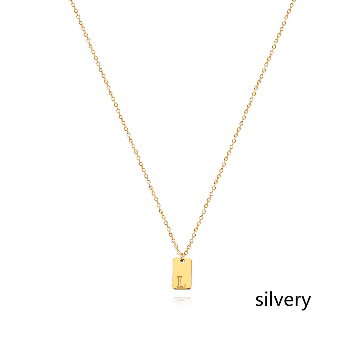 Stainless Steel Simple 26 Letter Tag Pendant Necklace – view 39