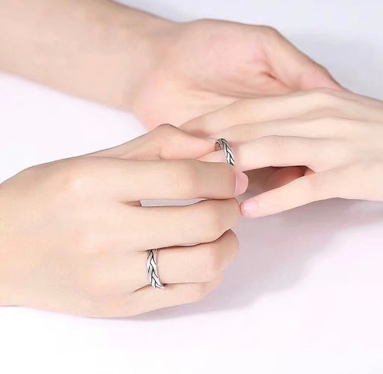 Vintage Engraved Promise Rings Set Of 2 – 990 Sterling Silver – view 5