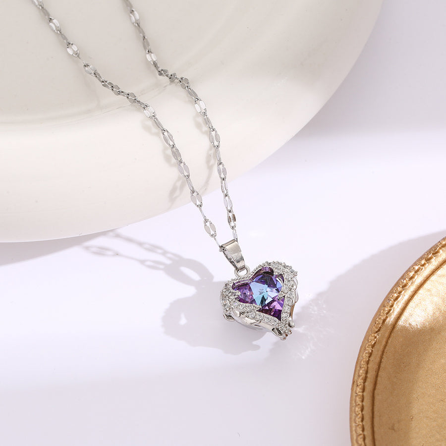 Ocean Heart Colorful Water-Gold Pendant Necklace Style – view 5