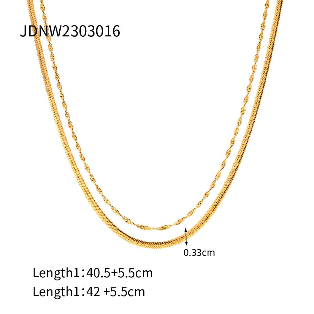 18K Gold Stainless Steel Double Twisted Chain Necklace – view 4