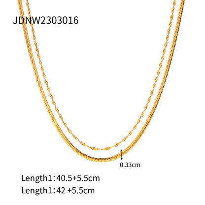 18K Gold Stainless Steel Double Twisted Chain Necklace – view 4