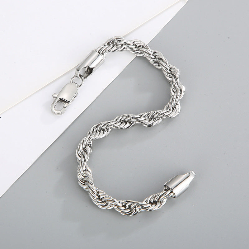 Gold Double Color Twist Chain Stainless Steel Bracelet For Men And Women – view 5