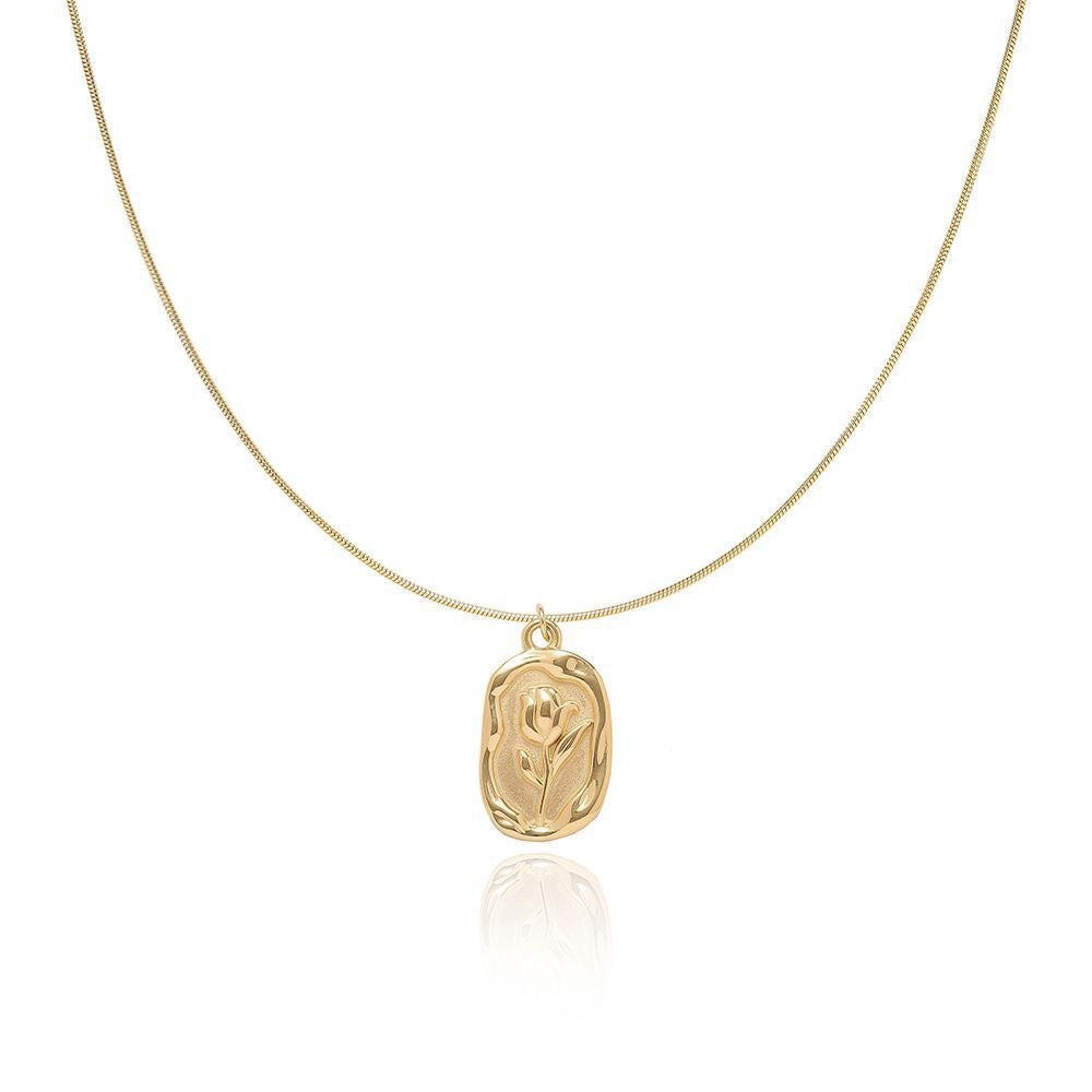 Tulip Snake Chain Necklace – Gold Titanium Steel – view 6