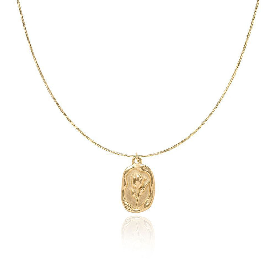 Tulip Snake Chain Necklace – Gold Titanium Steel – view 6