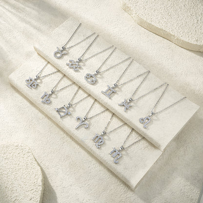Pisces moissanite zodiac necklace with platinum-plated finish – view 5