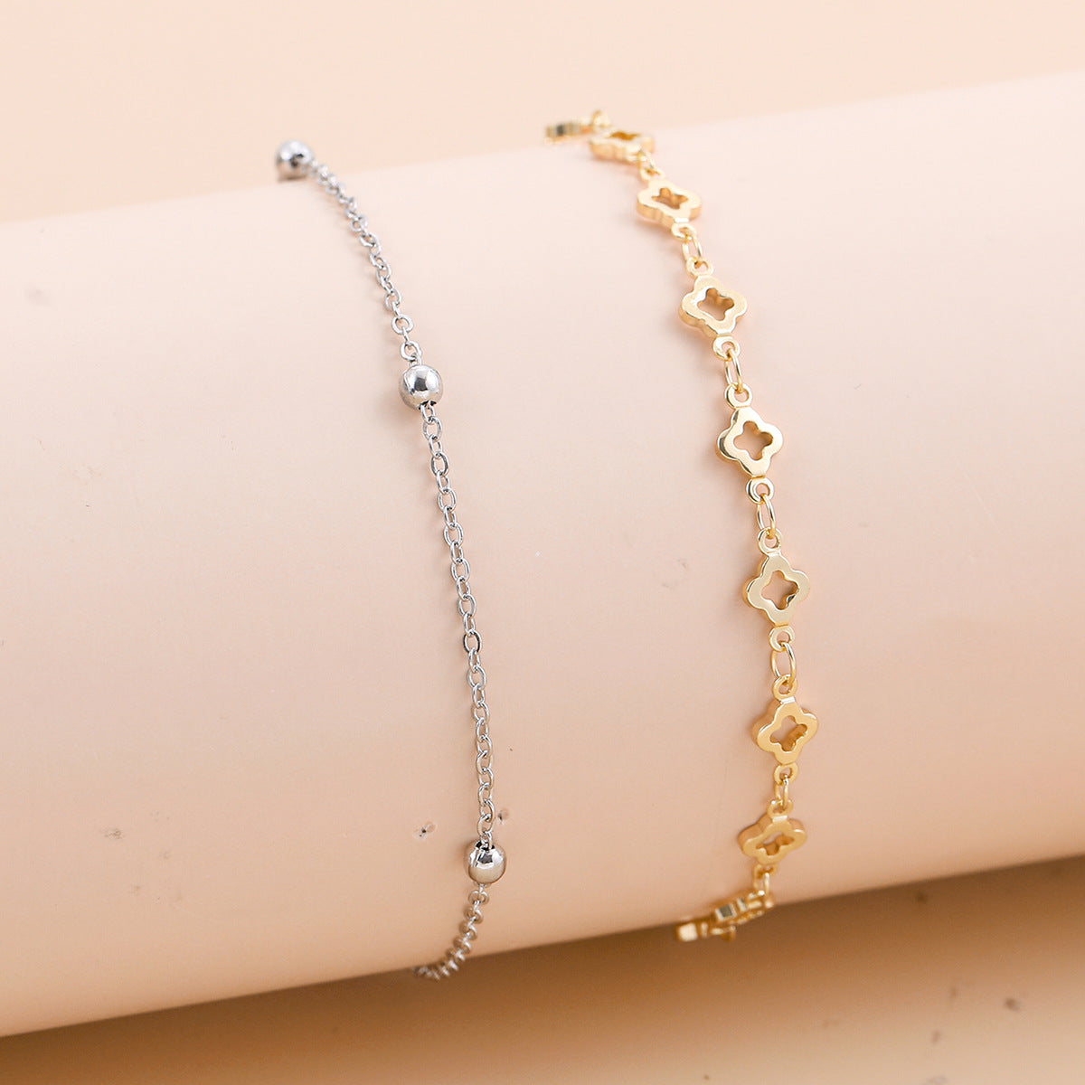 Bohemian-style Cross And Double-heart Multi-layer Anklet – view 13