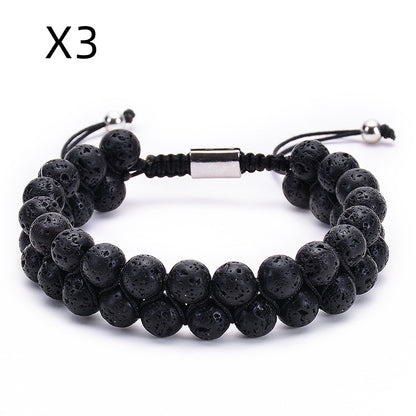 Natural Tiger Eye Stone Lava Stone Double Row Bracelet – view 7