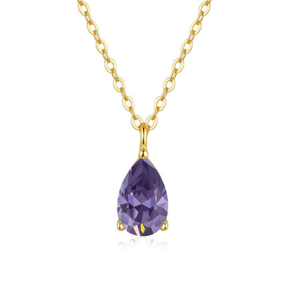 Coloured moissanite waterdrop necklace with gold-plated finish – view 7