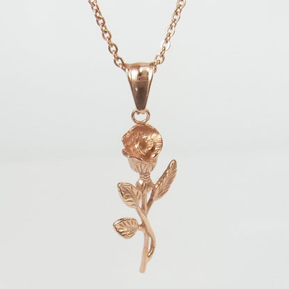 Gold Rose & Cross Pendant Necklace – Stainless Steel – view 4