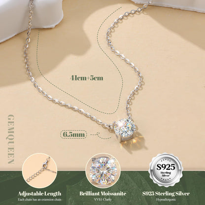 Moissanite Layered Choker Necklace – 925 Silver, White Gold Plated – view 3