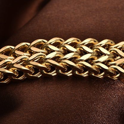 Double Layer Chain Bracelet – Gold Stainless Steel, Unisex – view 2
