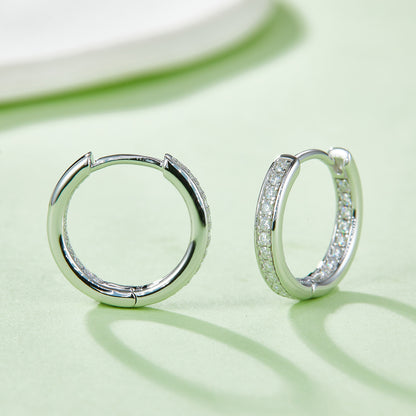 Moissanite Huggie Hoop Earrings 14.5mm – S925 Hypoallergenic – view 4
