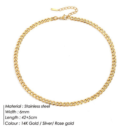 Stainless Steel Necklace 14K Gold Plated Cuban Chain Clavicle Chain – view 9